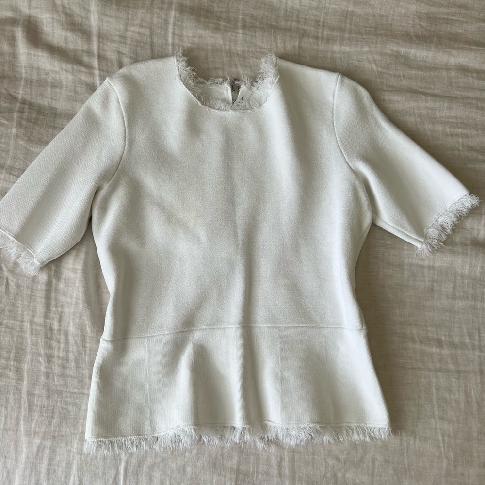 ALC White Peplum top with zip-up back